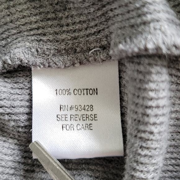 KRISTIN DAVIS Thermal Hoodie Waffle Knit Short Sleeve Pockets Size Medium Gray - Picture 7 of 8